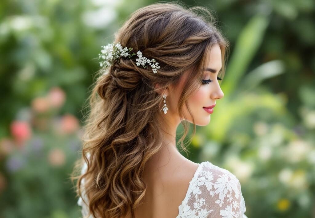 romantic half up hairstyle e1785285625922